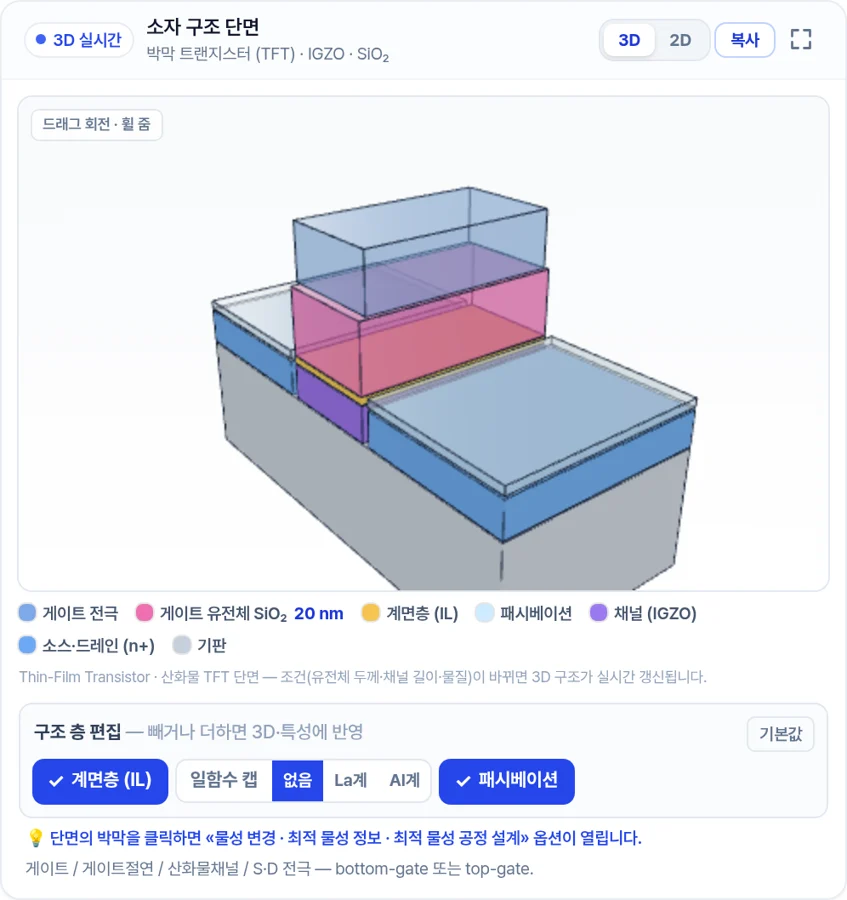 소자 설계 실제 화면