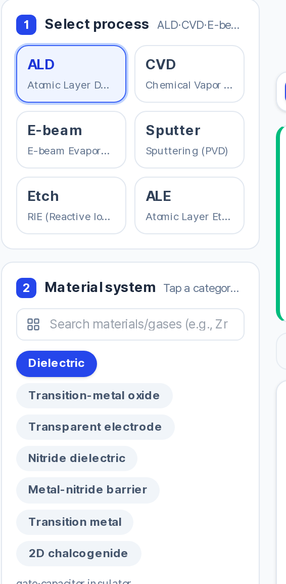 Choosing a process type and material system