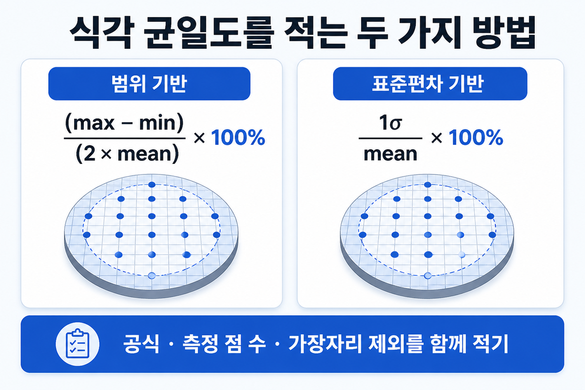 같은 5점 데이터에 범위 기반 공식과 시그마 기반 공식을 나란히 적용한 비교